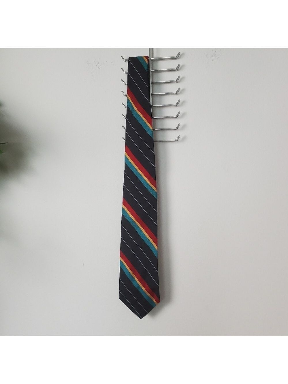 Stafford Black Tie with Vibrant Stripes Men's All Silk Tie